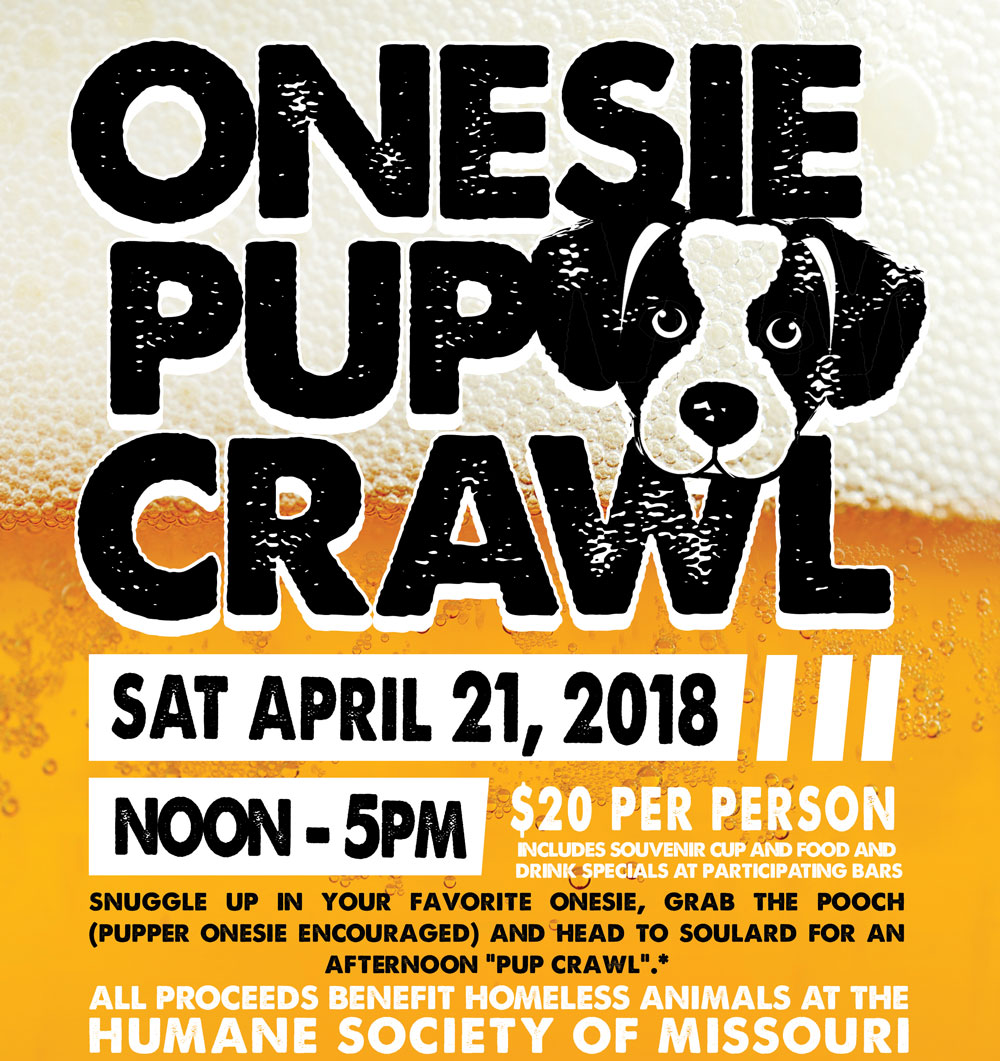 Onesie pup crawl in Soulard on April 21